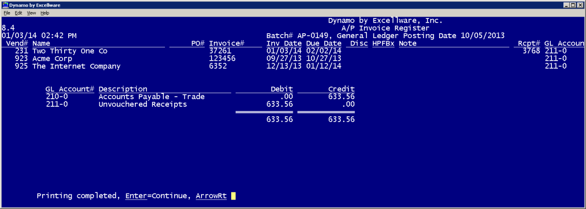 Overview of Payables Invoice Register